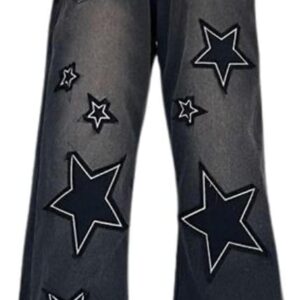 Women Baggy Jeans Y2K Aesthetic High Waisted Wide Leg Pants 90S Vintage Streetwear Fashion Casual Clothes.