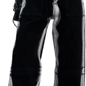 Women's Workwear Jeans Vintage Contrast Jeans High Waist Loose Y2K Drop Feel Pants Gothic Wide Leg Pants