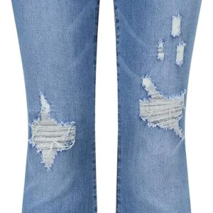 Womens Stretchy Mid Rise Flare Jeans Distressed Denim Bell Bottom Pants
