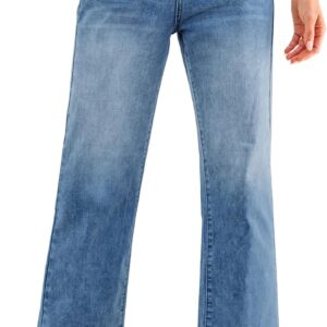 Jeans for Women Trendy High Waisted Baggy Straight Leg Stretchy Denim Ankle Pants Cropped Jeans with Pockets